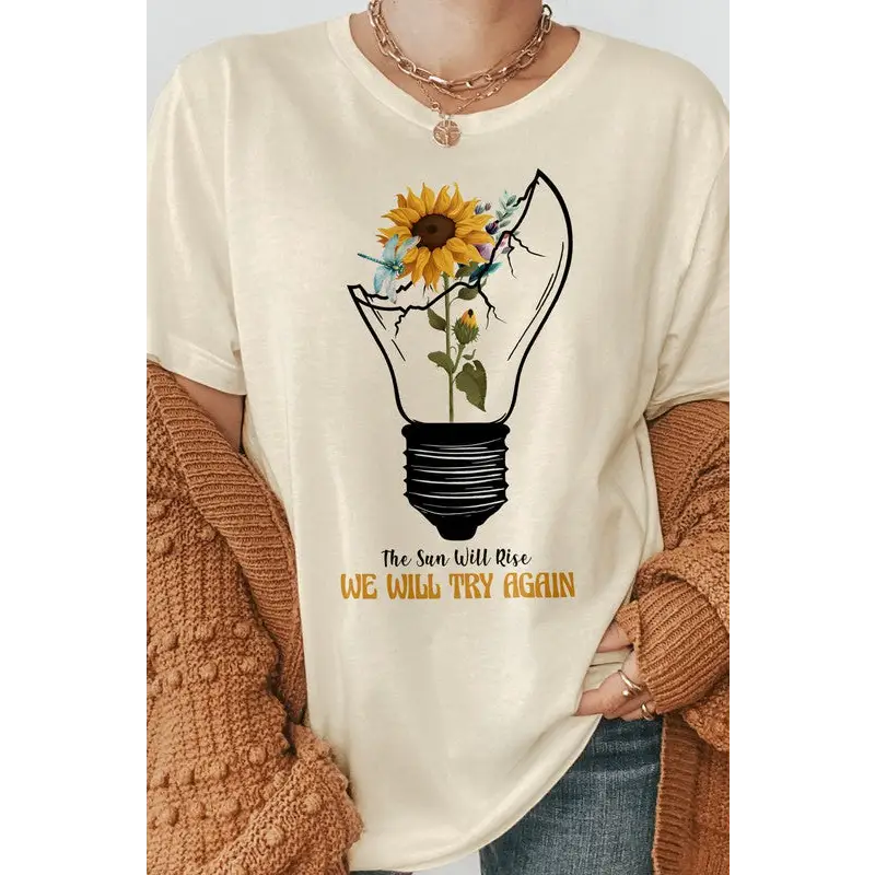 The Sun Will Rise, Sunflower Graphic Tee Natural Graphic Tee