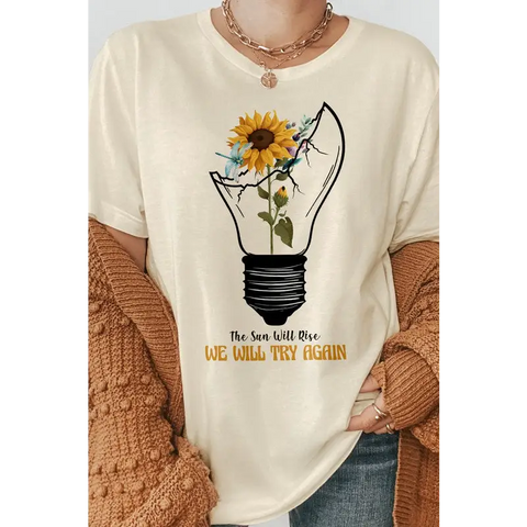The Sun Will Rise, Sunflower Graphic Tee Natural Graphic Tee