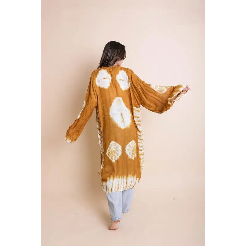 Tie Dye Longline Kimono with Full Sleeves