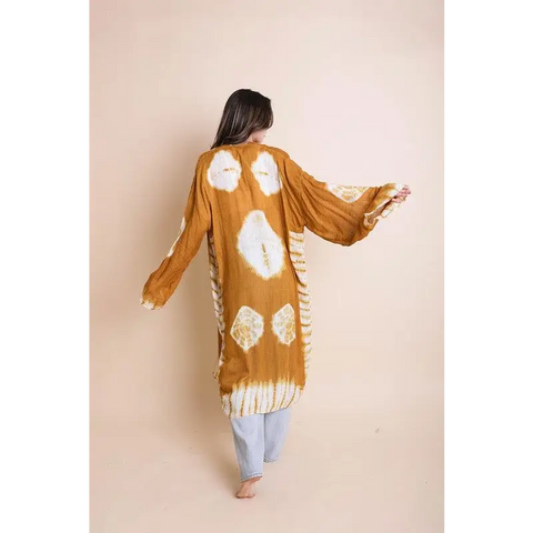 Tie Dye Longline Kimono with Full Sleeves