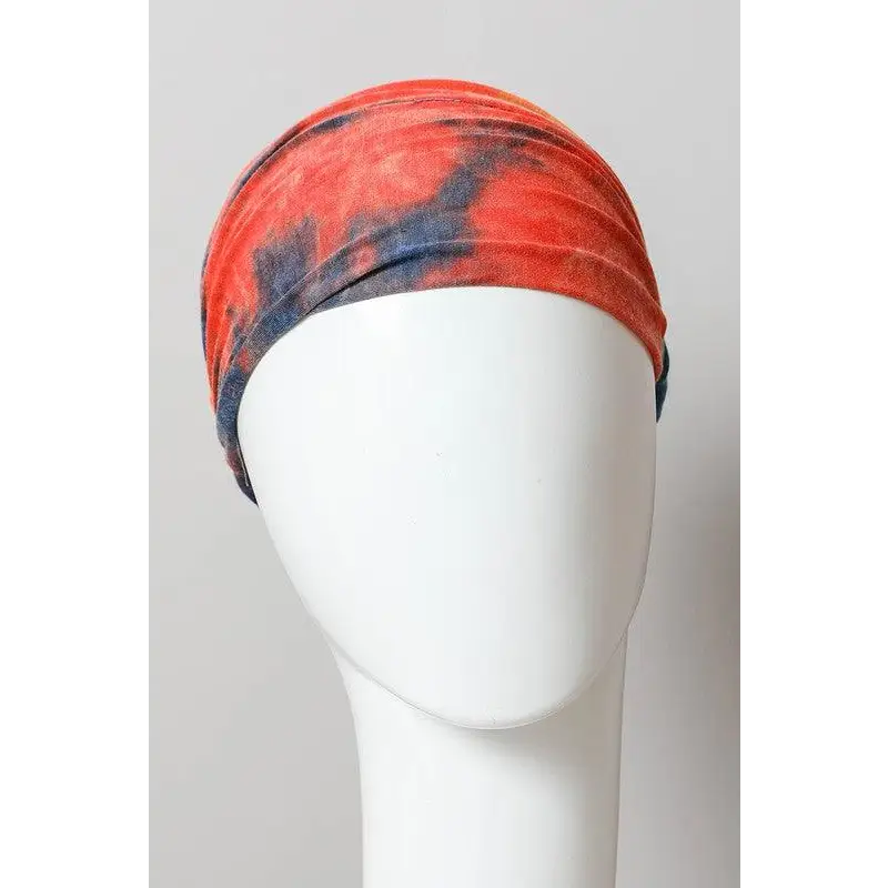 Wide Band Tie Dye Headwrap Orange Default