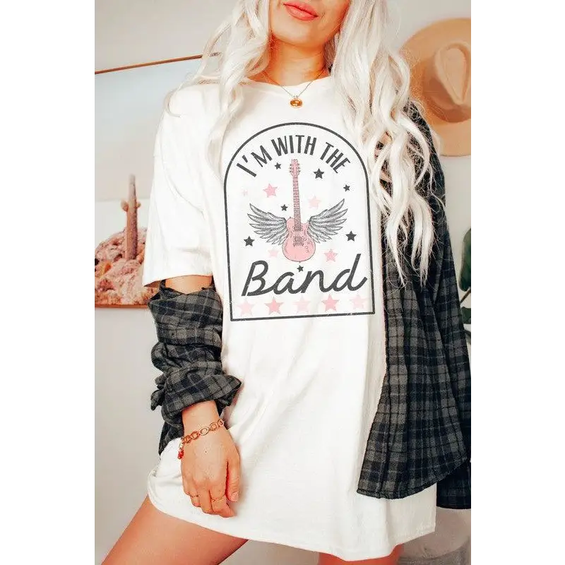 With the Band Oversized Graphic Tee White Graphic Tee