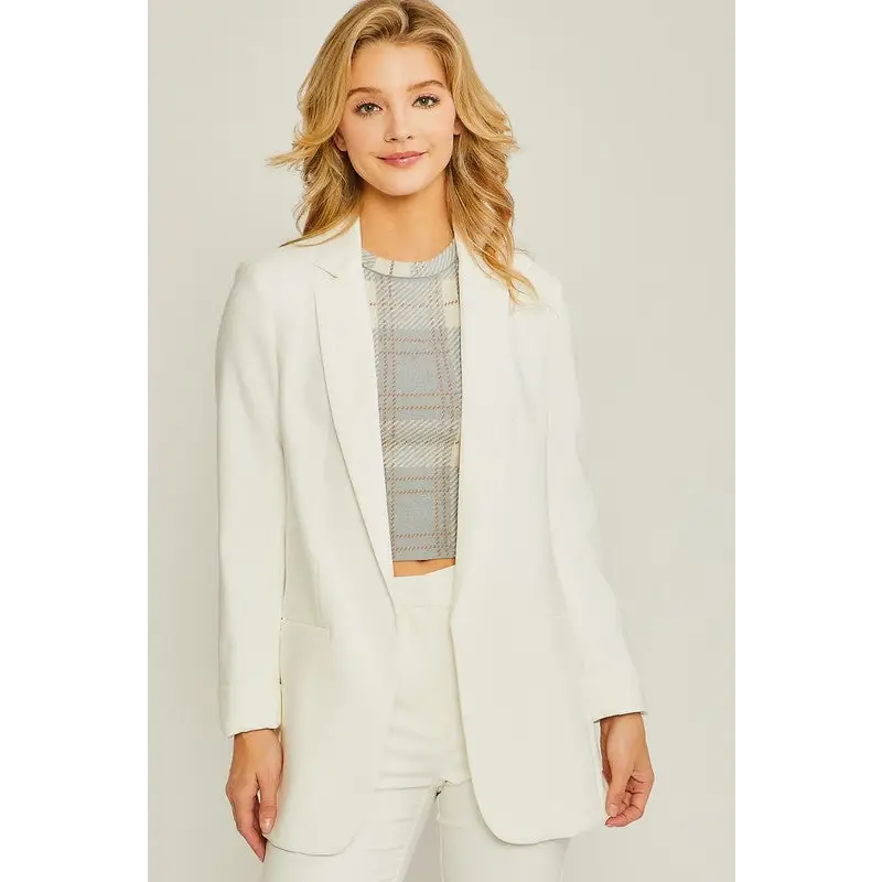 Woven Solid Vertigo Blazer IVORY Blazer