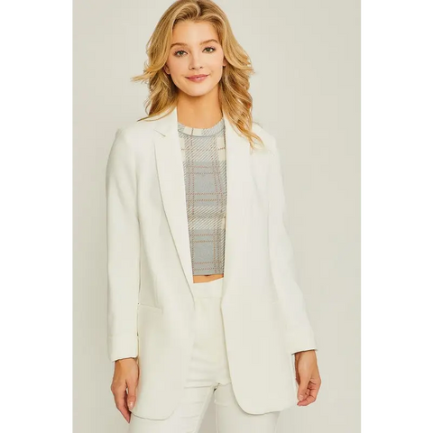 Woven Solid Vertigo Blazer IVORY Blazer